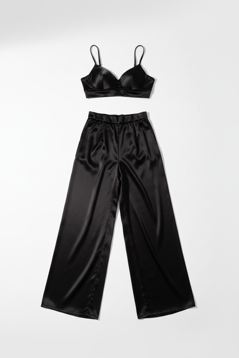 Satin Bralette – Black